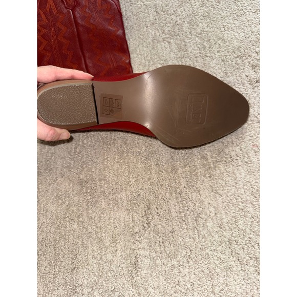 Dingo Women's Red High Cotton Cowboy Boots 9.5M Gently Used Snip Toe Pull-On - Picture 16 of 16